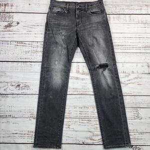 R13 Brandom Slim Jeans Mens 30 Hyder Black w Rips Distressed Luxury Denim 86559